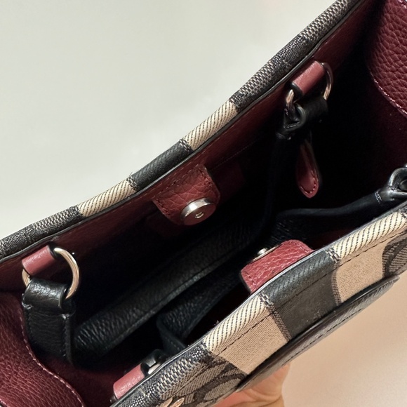 NWT! COACH Jacquard Signature Dempsey 2 way Mini Tote Bag Shoulder C7083 Black - Picture 6 of 12